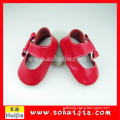 China supplier shoes factory red bow moccasins flat real leather soft infant shoes for baby